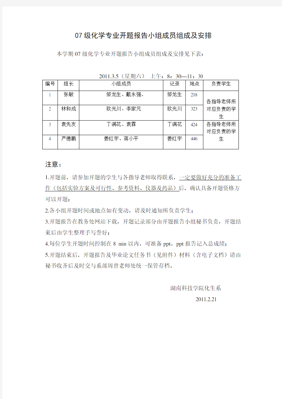 化学毕业论文开题报告