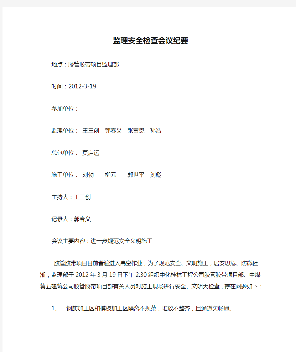 监理安全检查会议纪要001doc