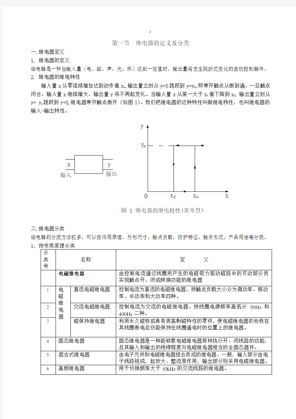 继电器基本原理知识汇总材料