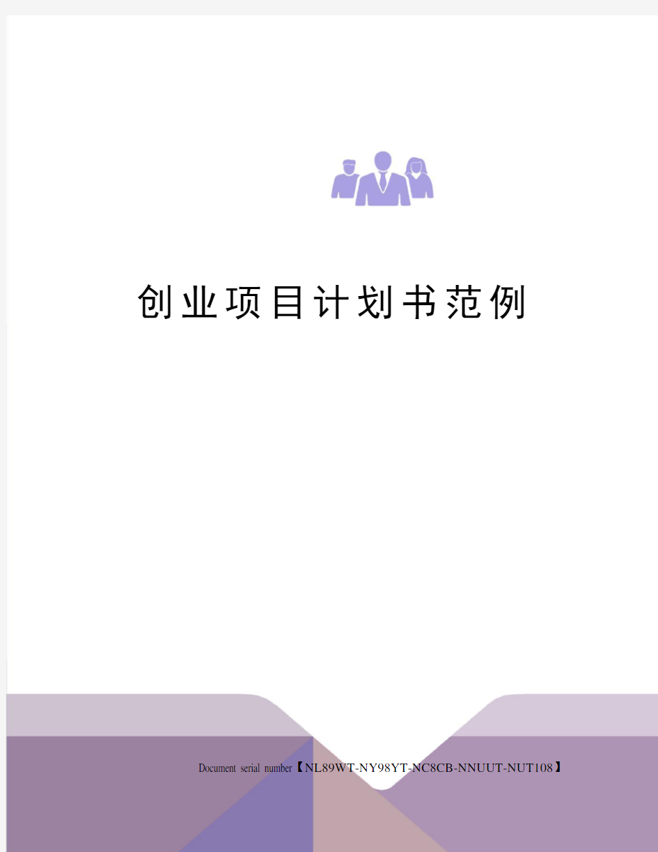 创业项目计划书范例完整版