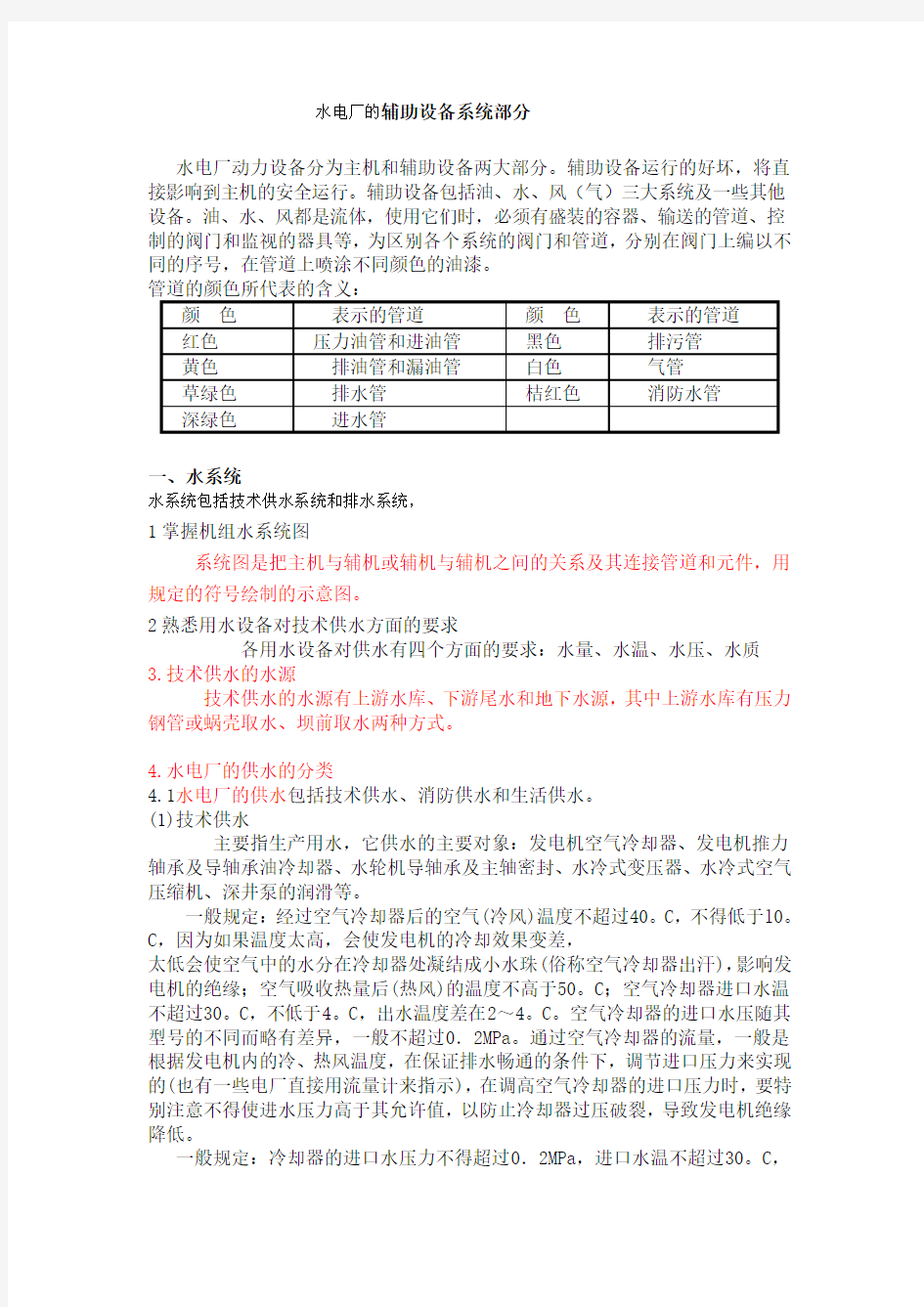 水电厂的辅助设备系统部分