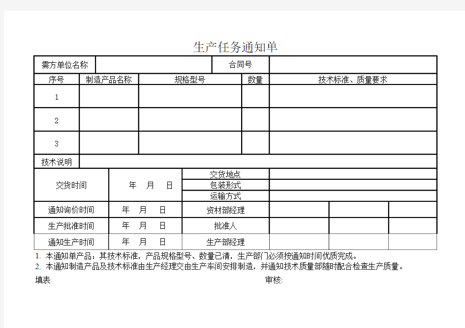 生产任务通知单