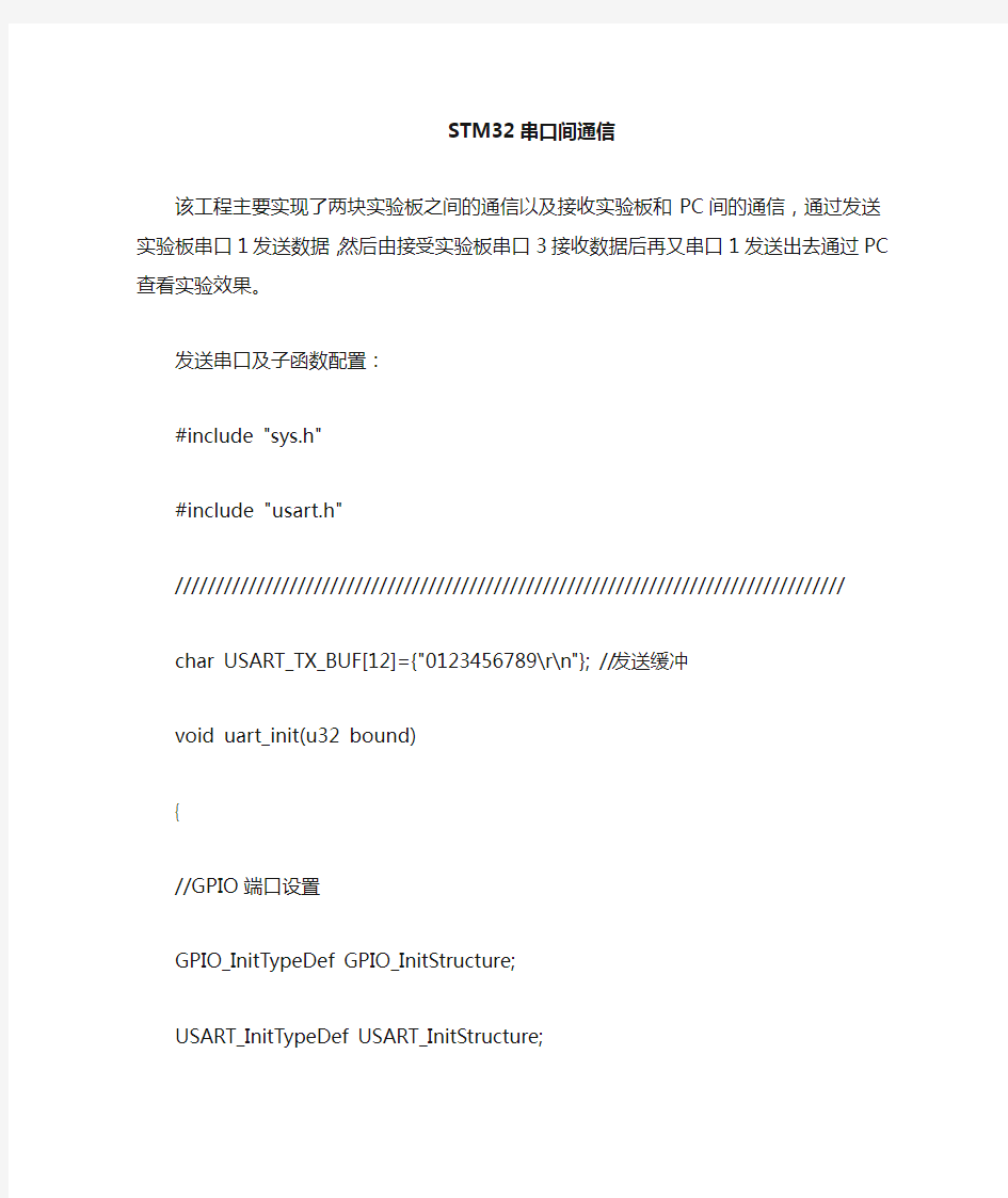 stm32串口间通信实验