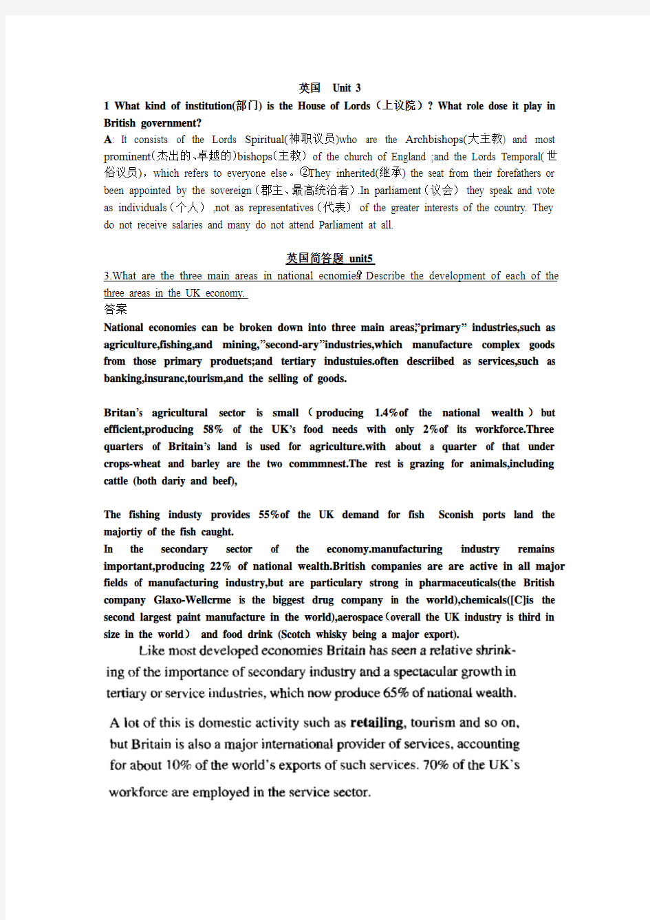 英语国家社会与文化入门-英国简答题