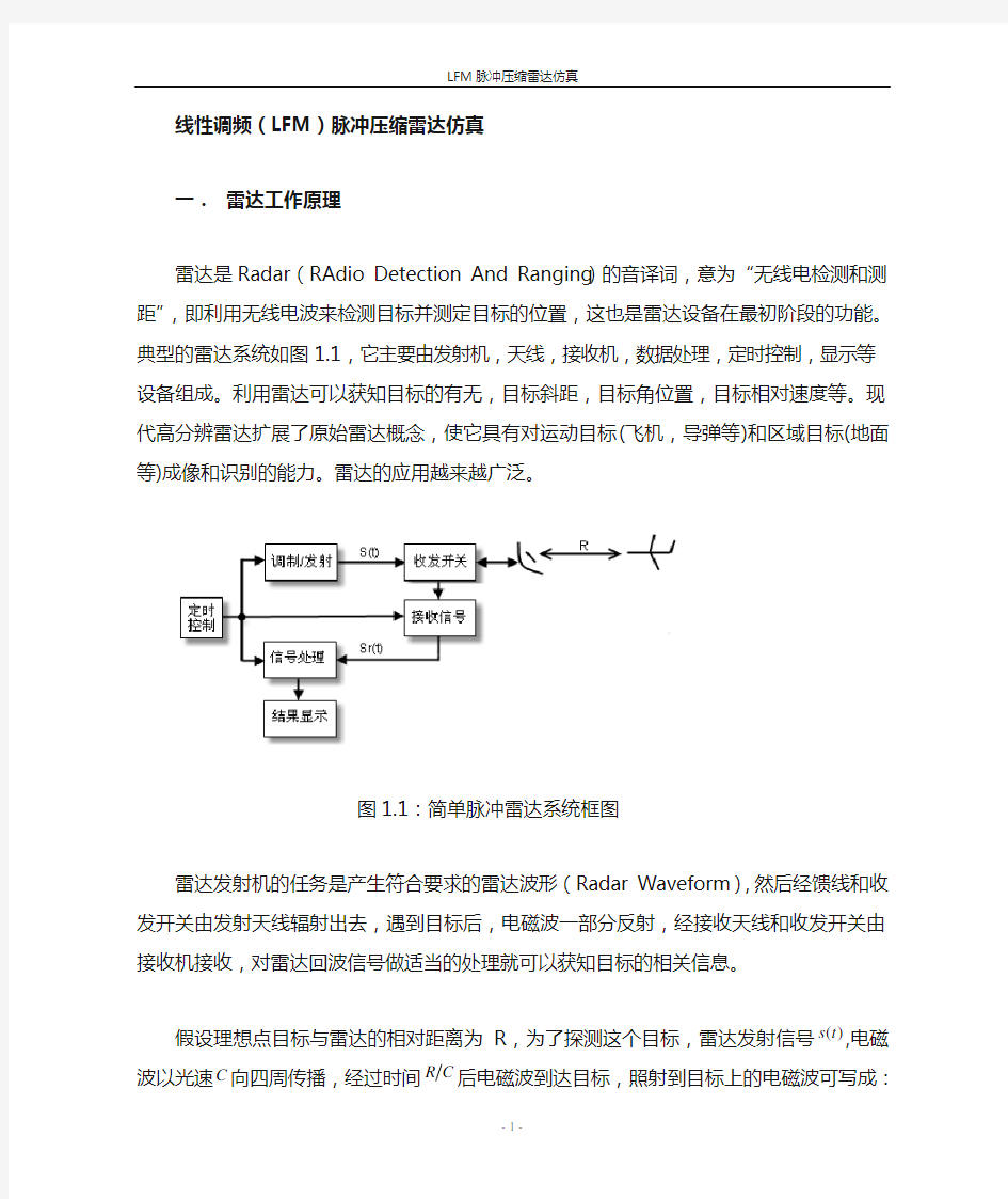 雷达线性调频脉冲压缩的原理及其MATLAB仿真