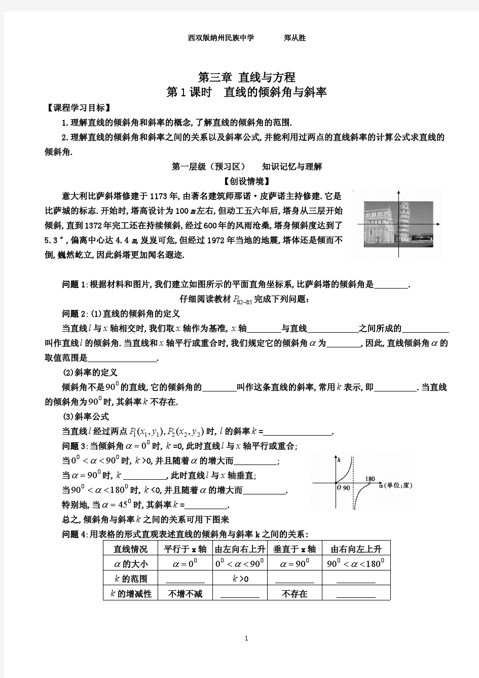 《直线的倾斜角及斜率》导学案.