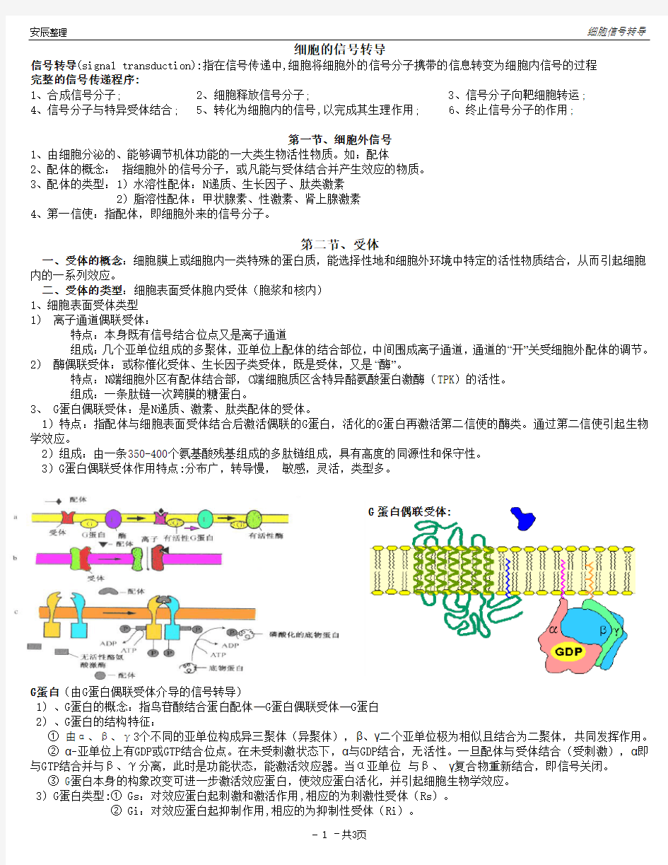 细胞生物学笔记-信号转导