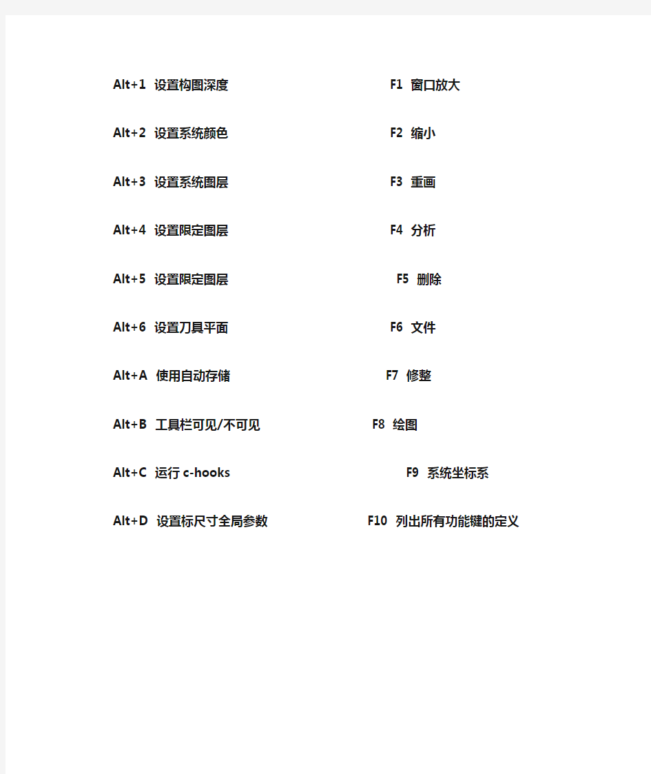 MastercamX快捷键