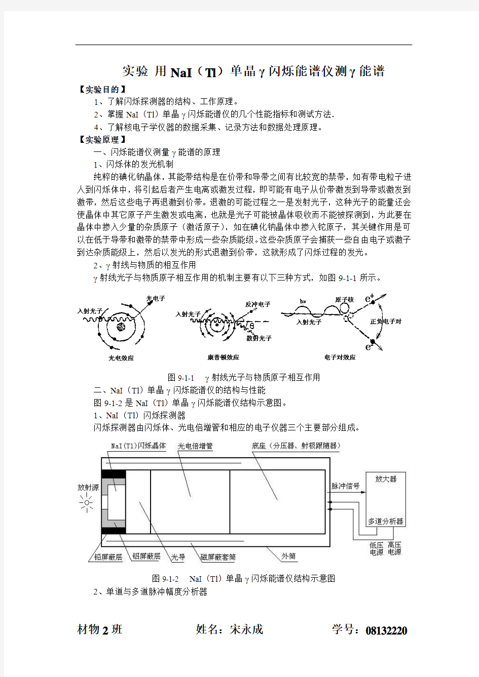 近代物理实验用NaI(Tl)单晶γ闪烁谱仪测γ能谱