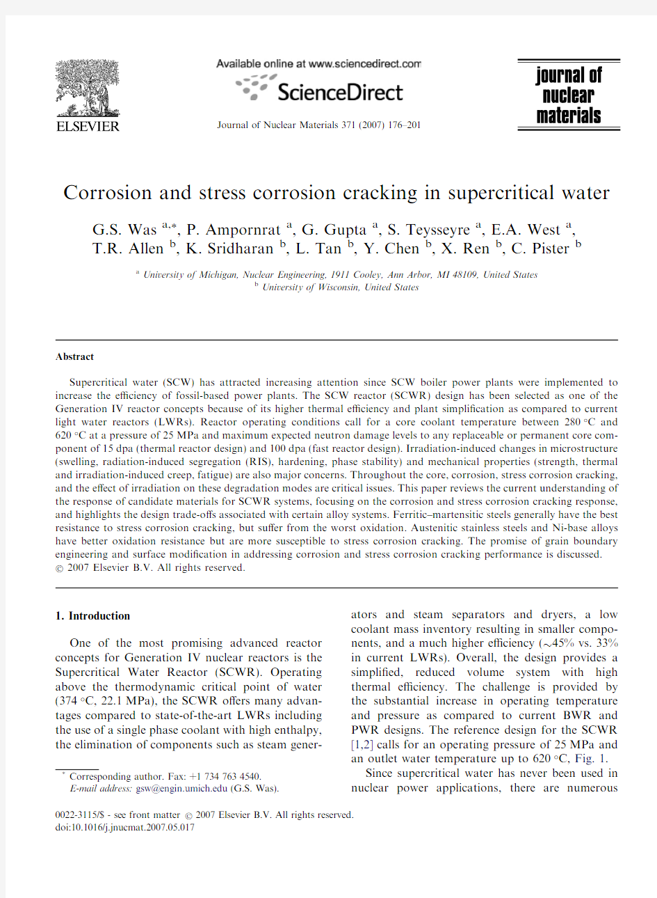 (候选包壳材料)Corrosion and stress corrosion cracking in supercritical water