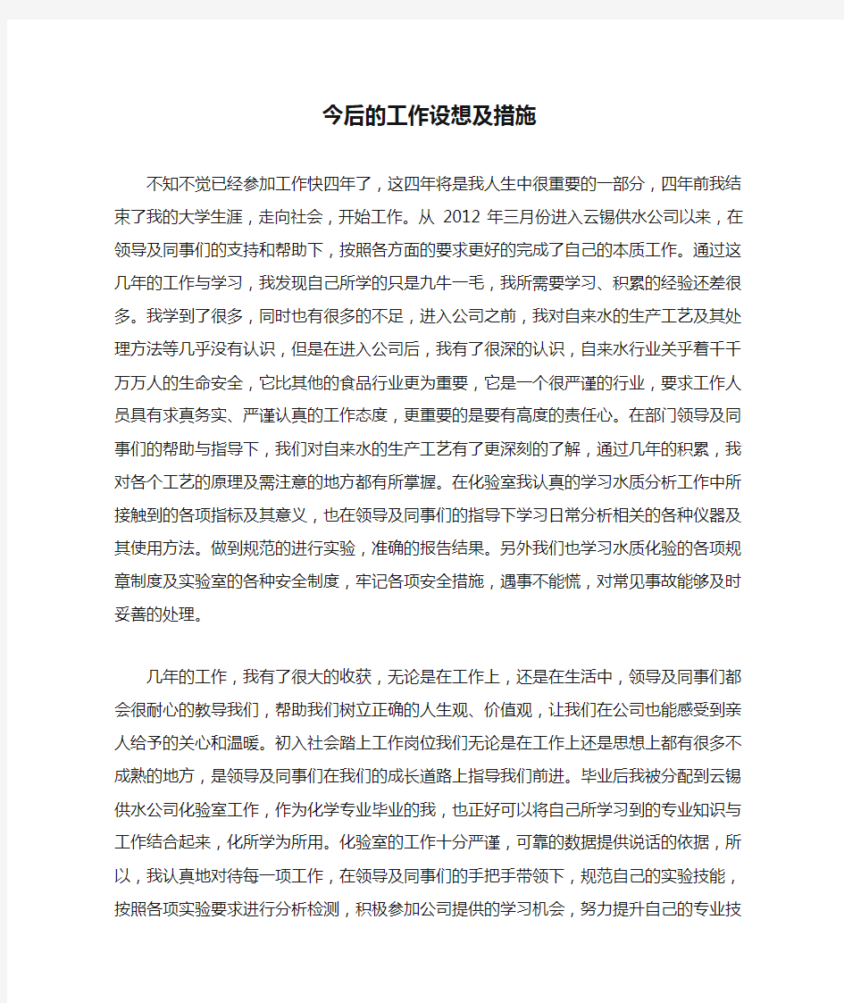 今后的工作设想及措施