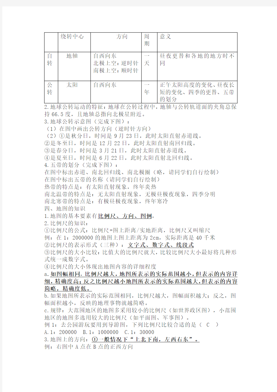 七年级地理上册知识点