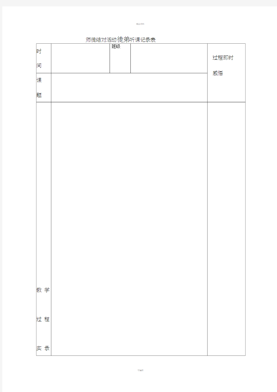 师徒结对活动徒弟听课记录表