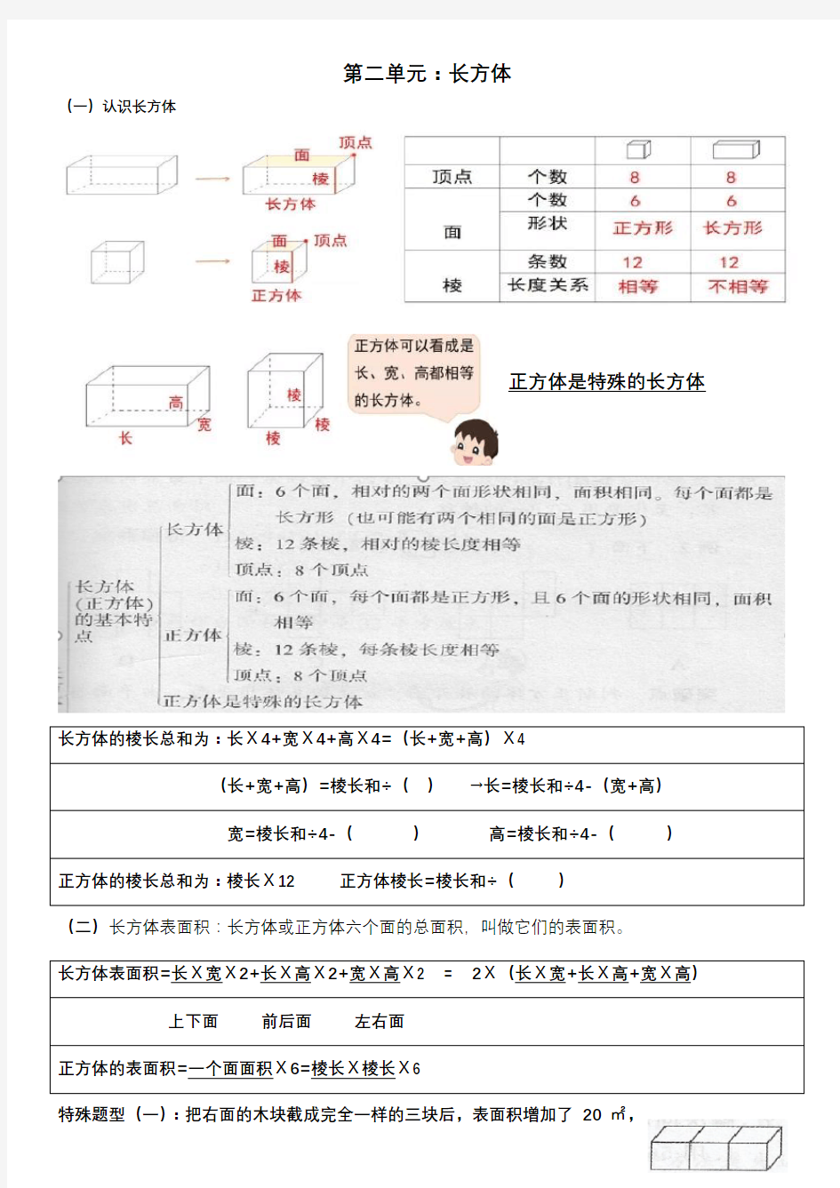 五年级长方体思维导图