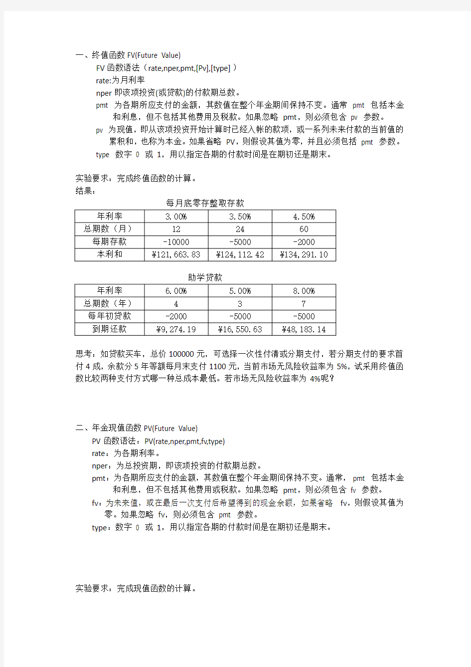 常用财务函数