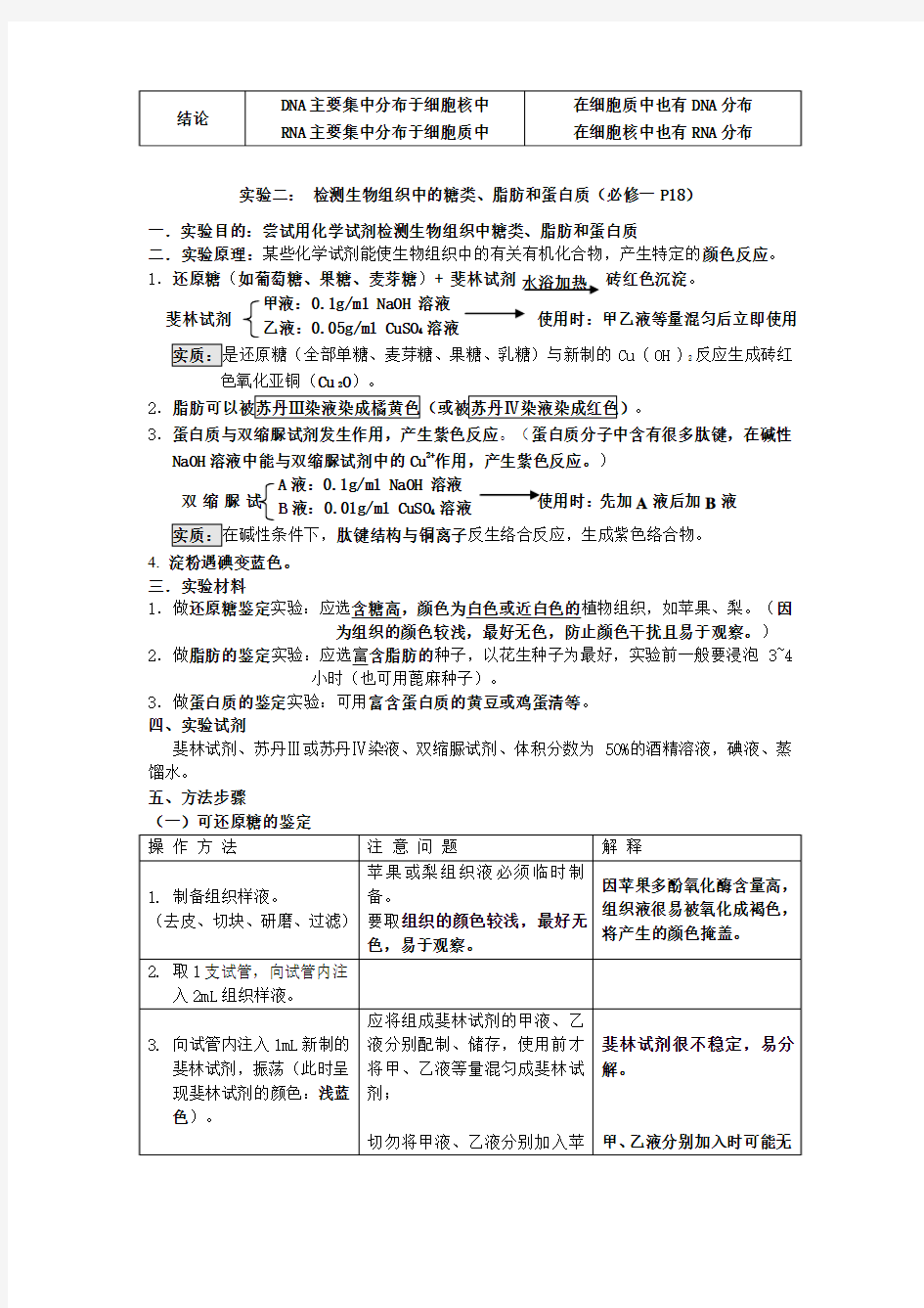 最新高中生物课本19个实验归纳与整理