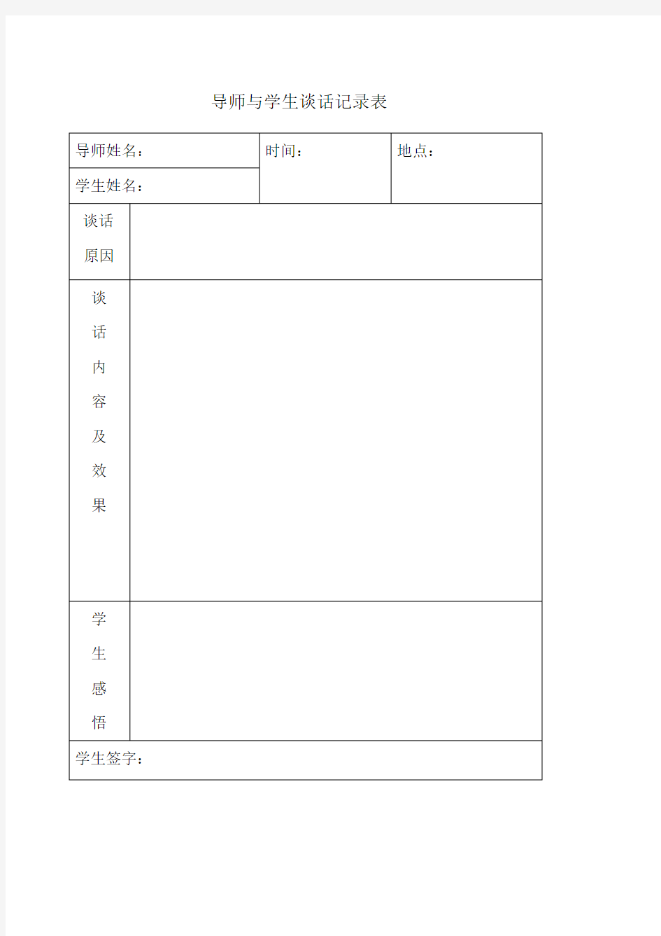 导师与学生谈话记录表