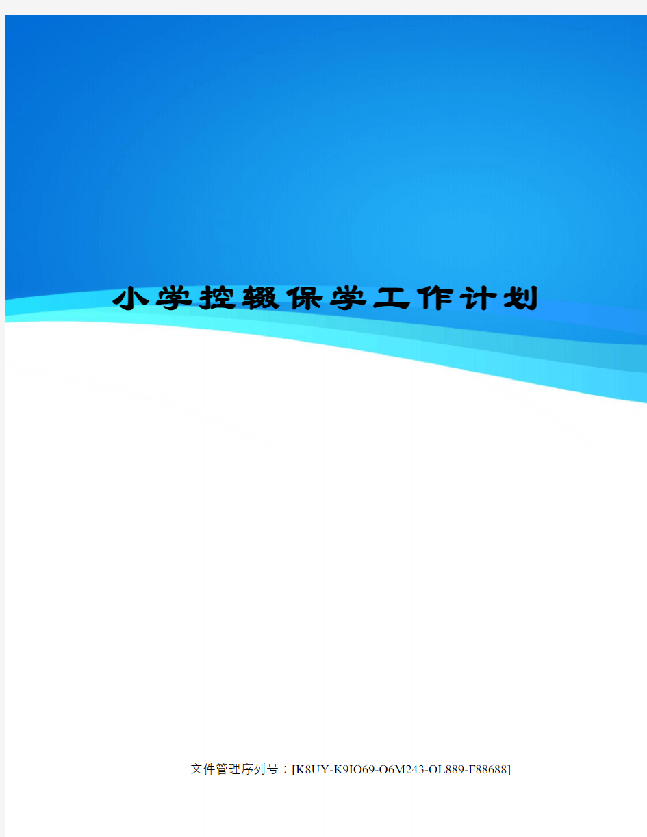 小学控辍保学工作计划