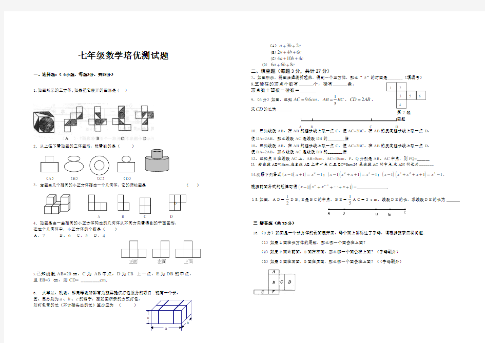 七年级数学培优测试题