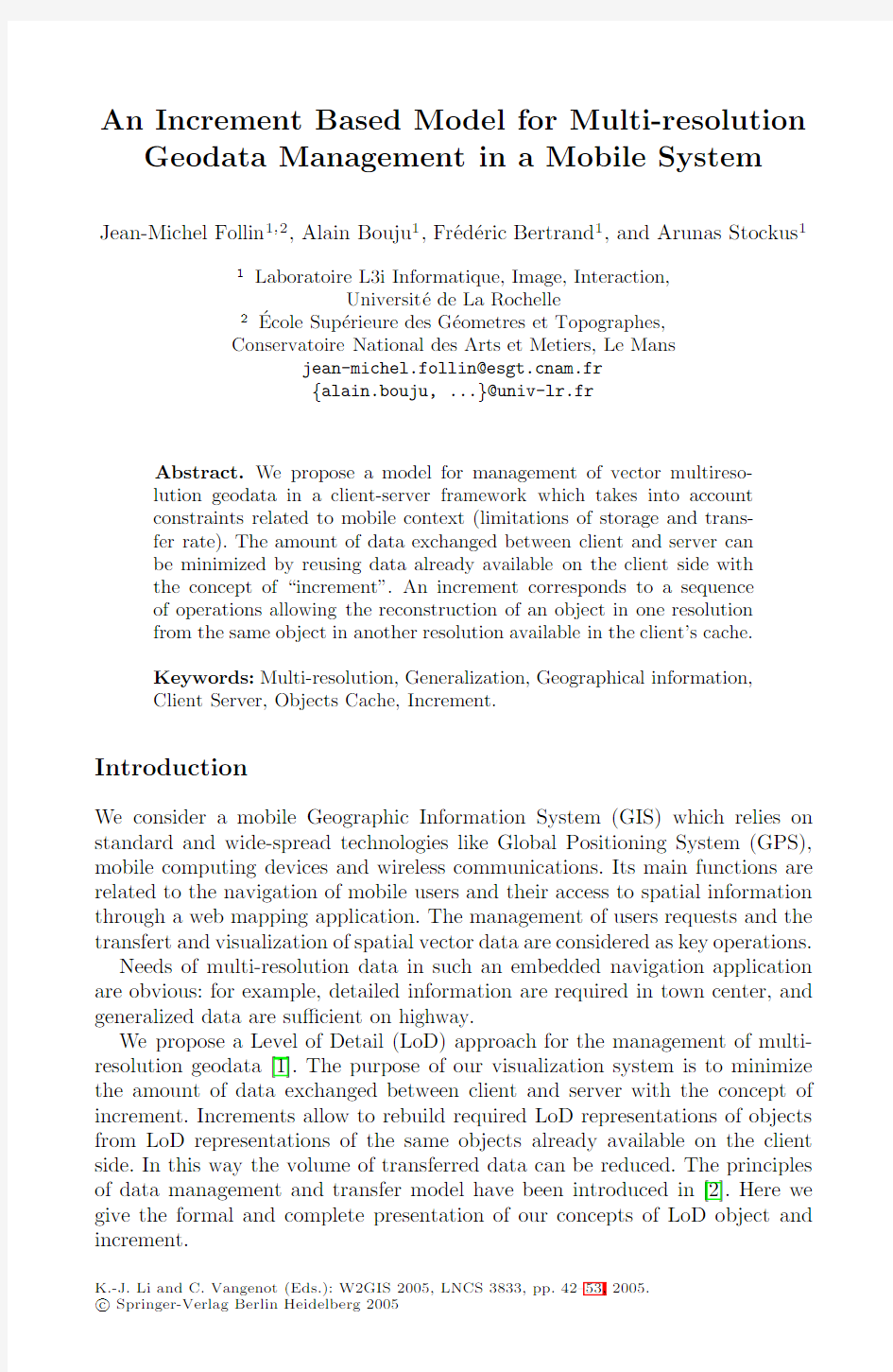 An Increment Based Model for Multi-resolution Geodata Management in a Mobile System