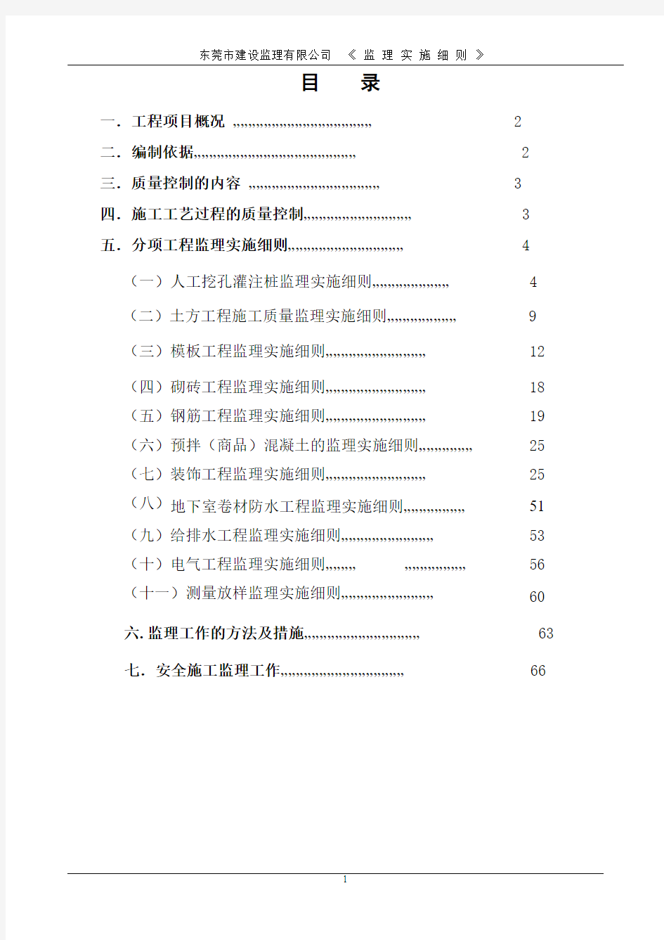 b各分项质量监理实施细则