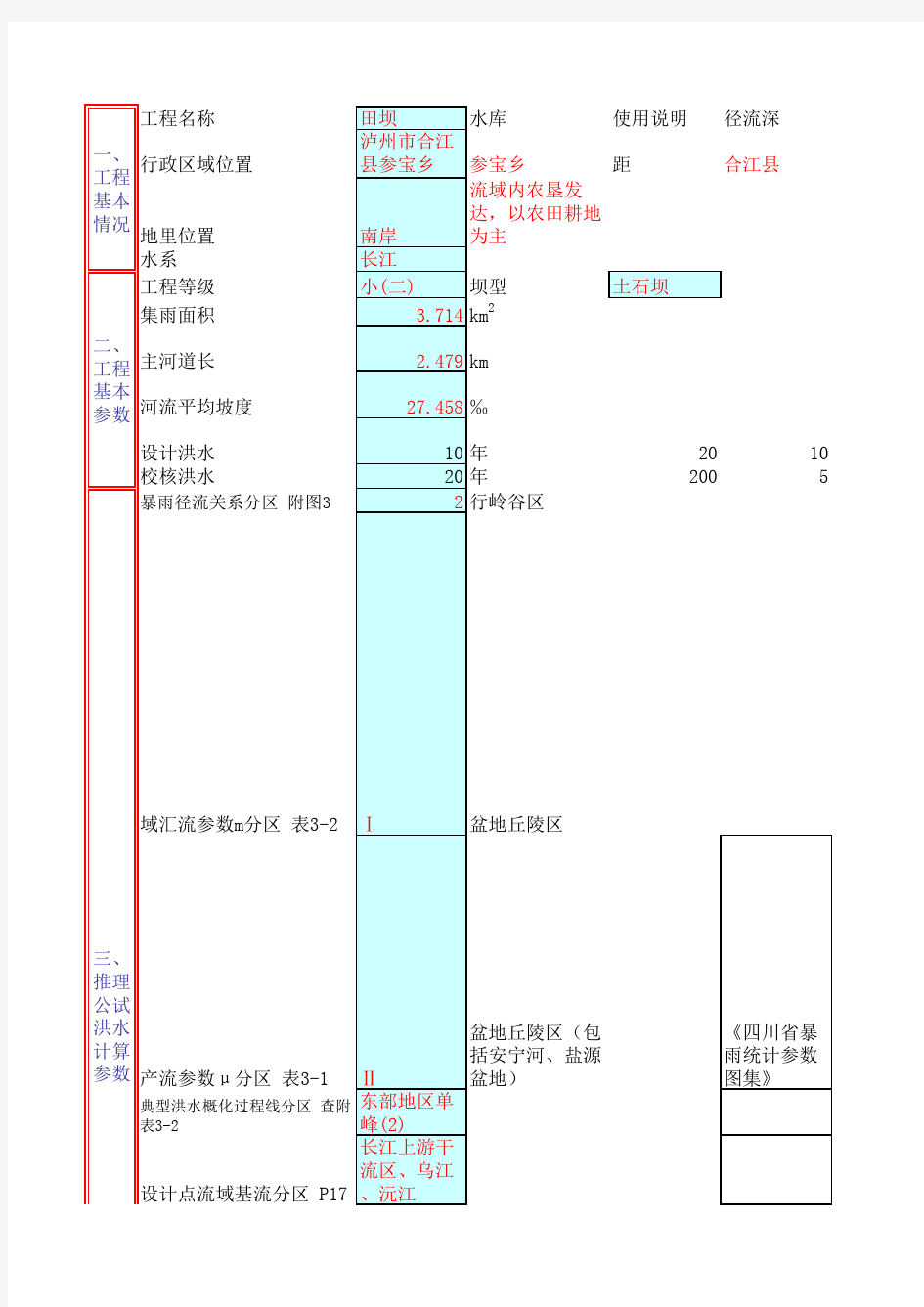 洪水计算(推理公式)