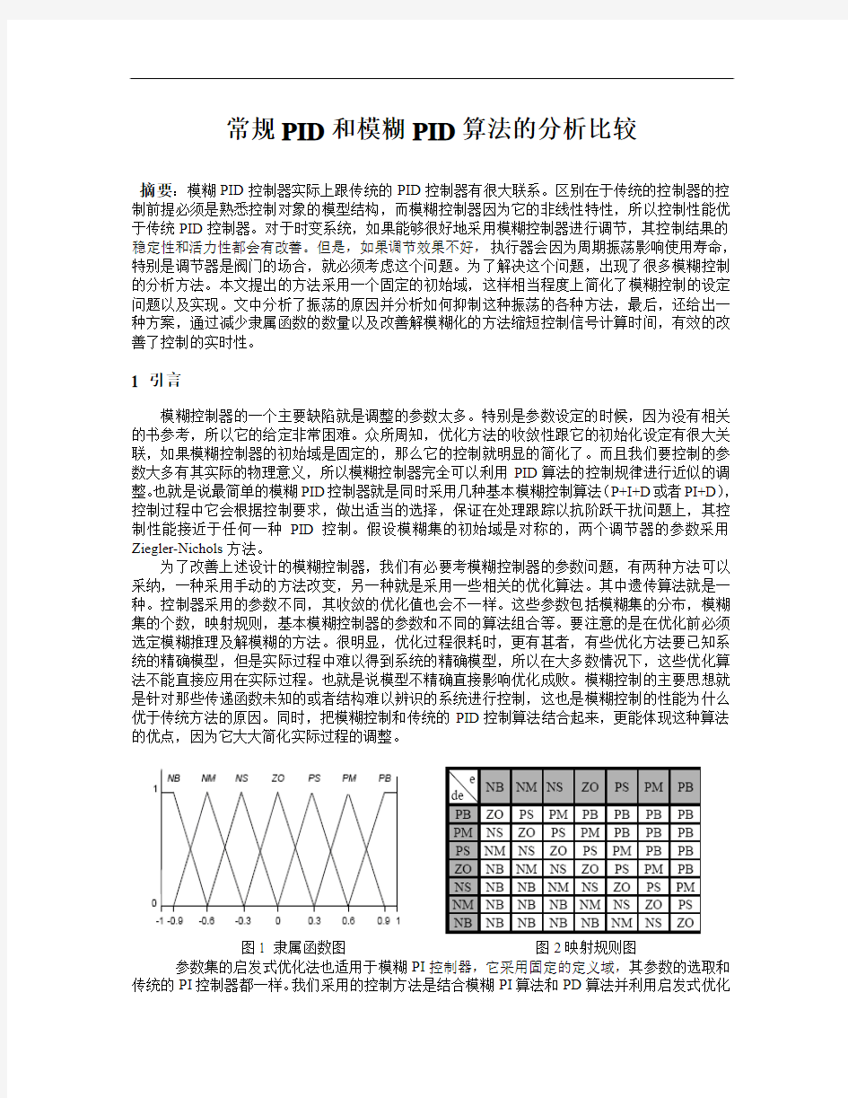 中英文文献翻译-常规PID和模糊PID算法的分析比较