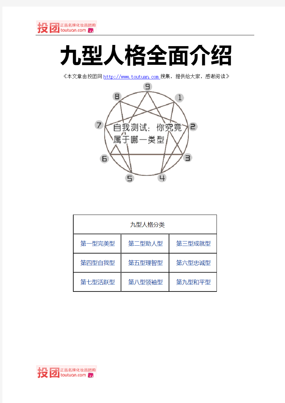 九型人格全面介绍