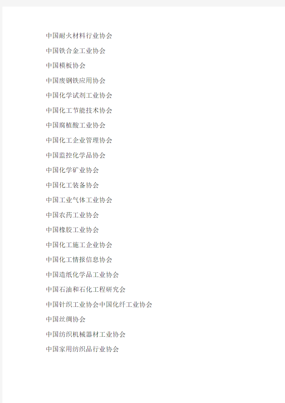 中国协会名单