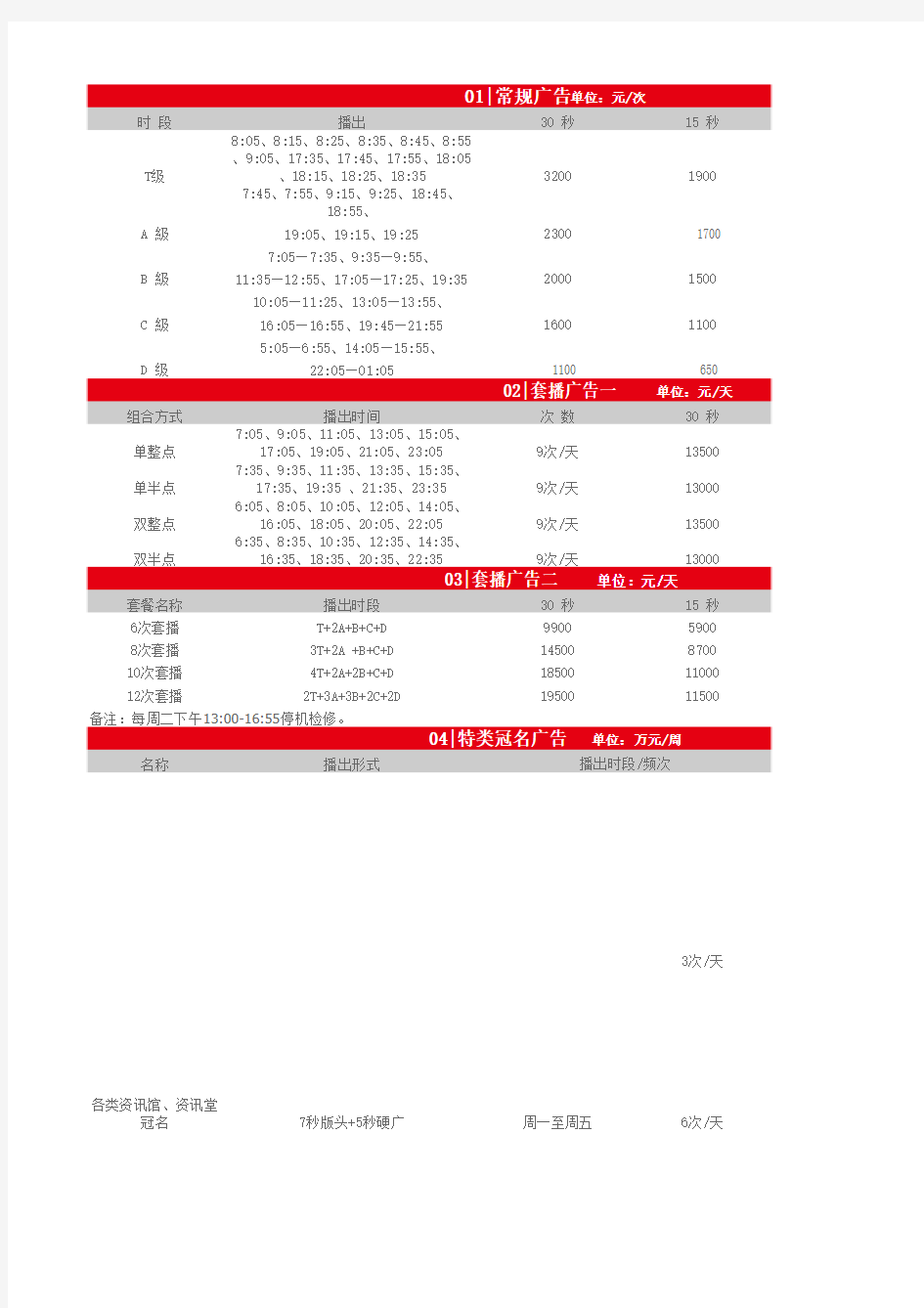 中央人民广播电台广告价格