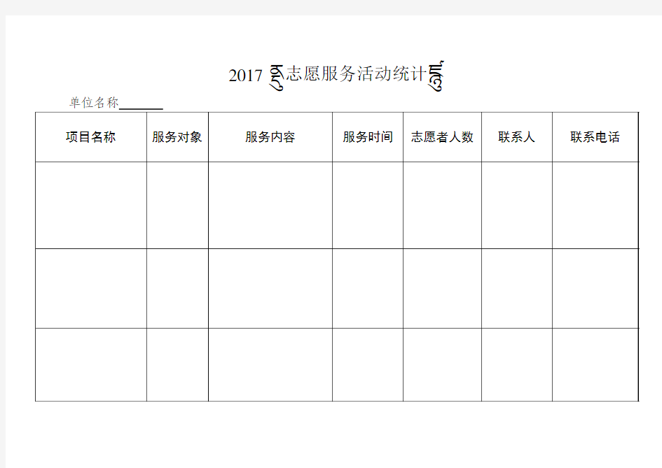 2017年志愿服务活动统计表