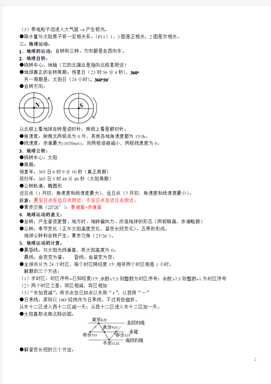 (完整版)高中地理必修一知识点总结(中图版)