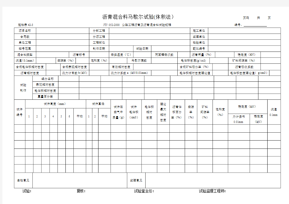 42-3 沥青混合料马歇尔试验(体积法)