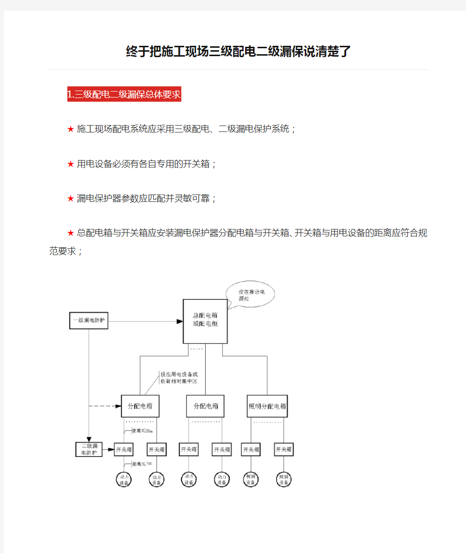 终于把施工现场三级配电二级漏保说清楚了