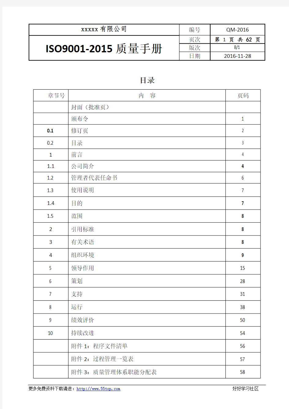 ISO9001-2015质量手册(2016最新版)