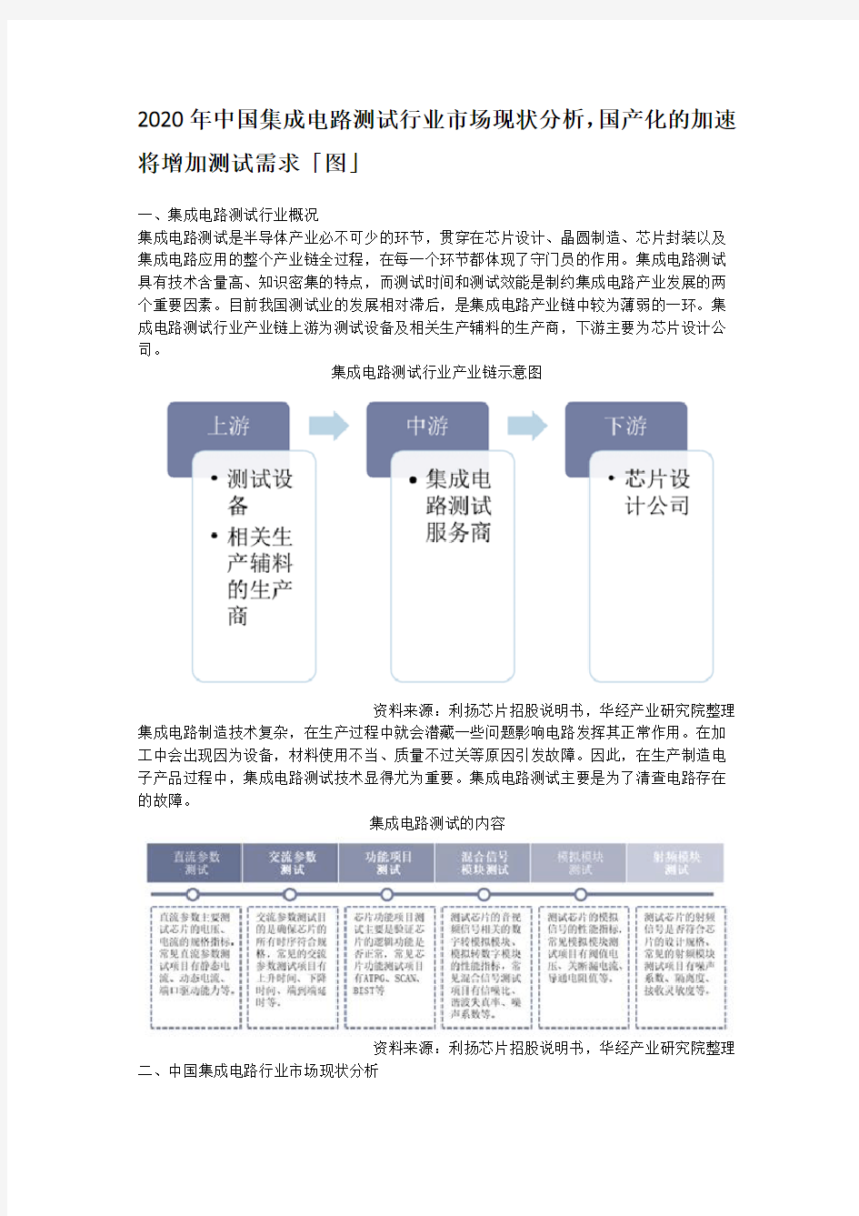 2020年中国集成电路测试行业市场现状分析,国产化的加速将增加测试需求「图」