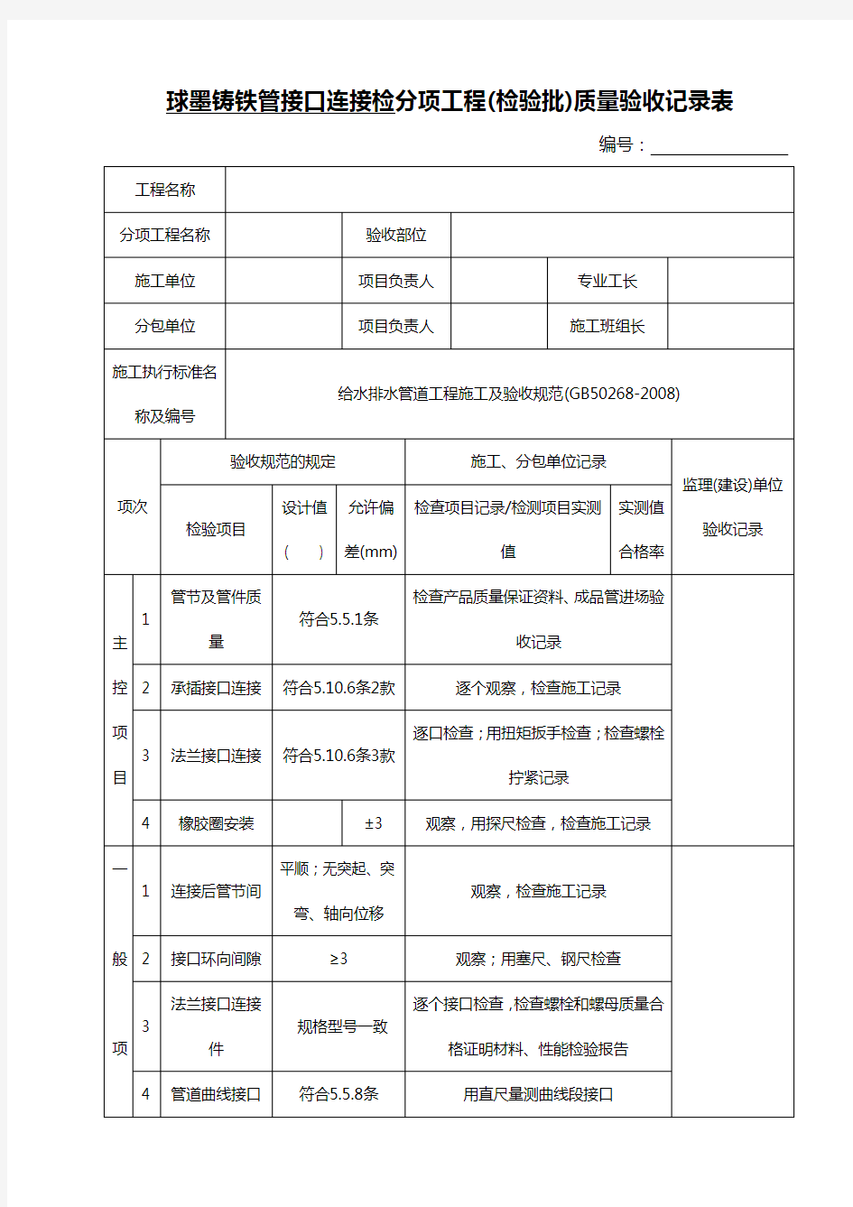 14-球墨铸铁管接口连接检验批