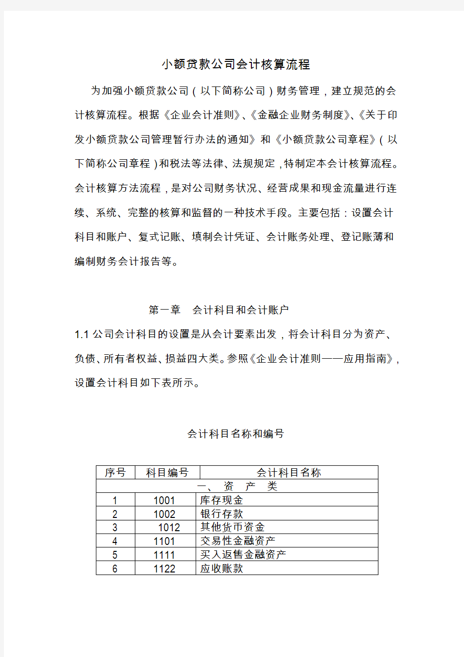 小额贷款公司会计核算流程