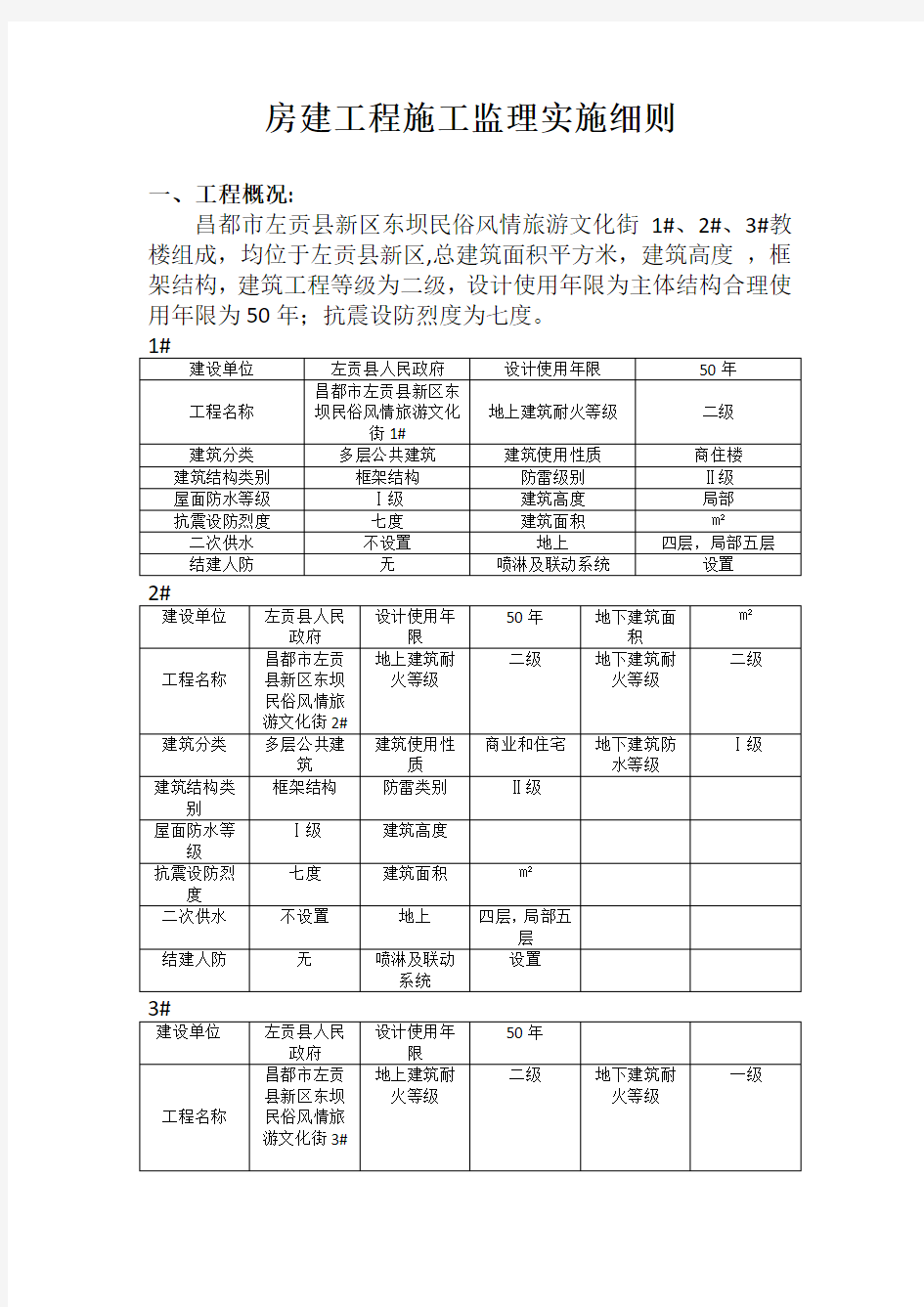 房建监理实施细则