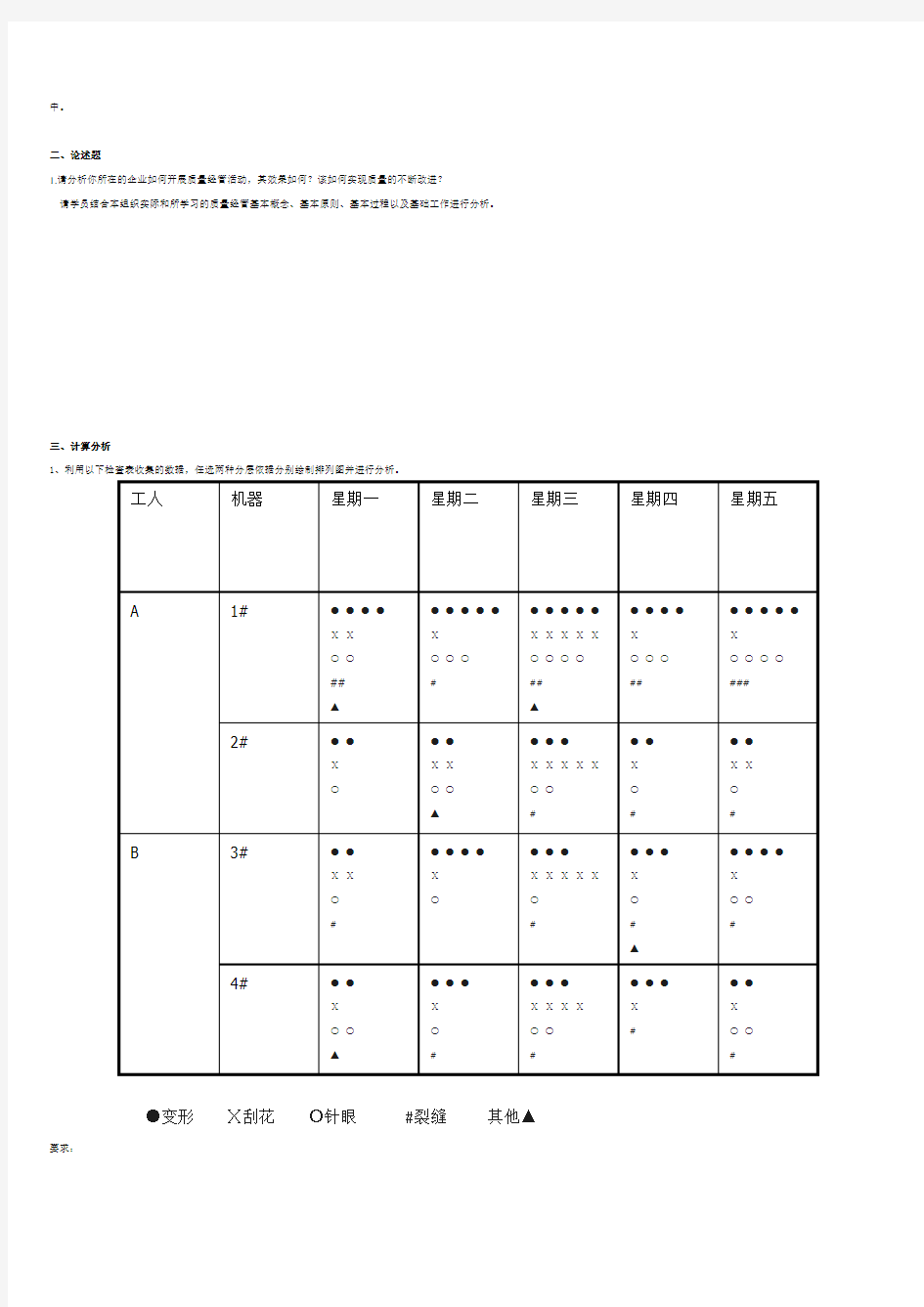 质量管理学知识练习及答