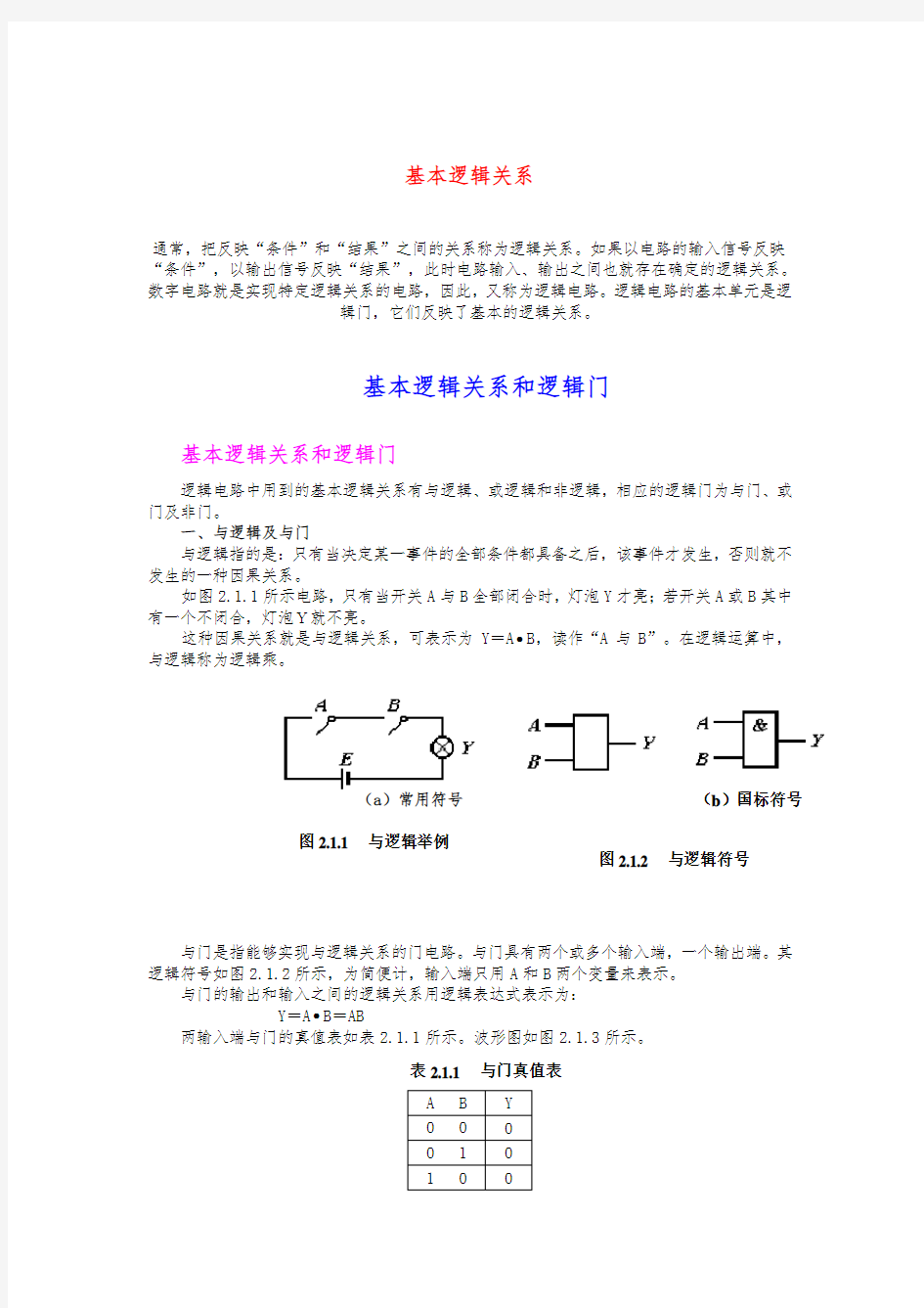 基本逻辑关系