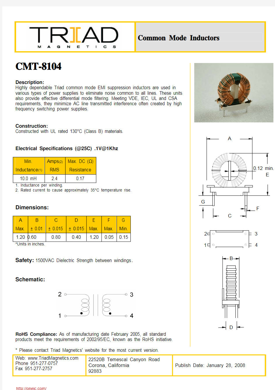 CMT-8104;中文规格书,Datasheet资料