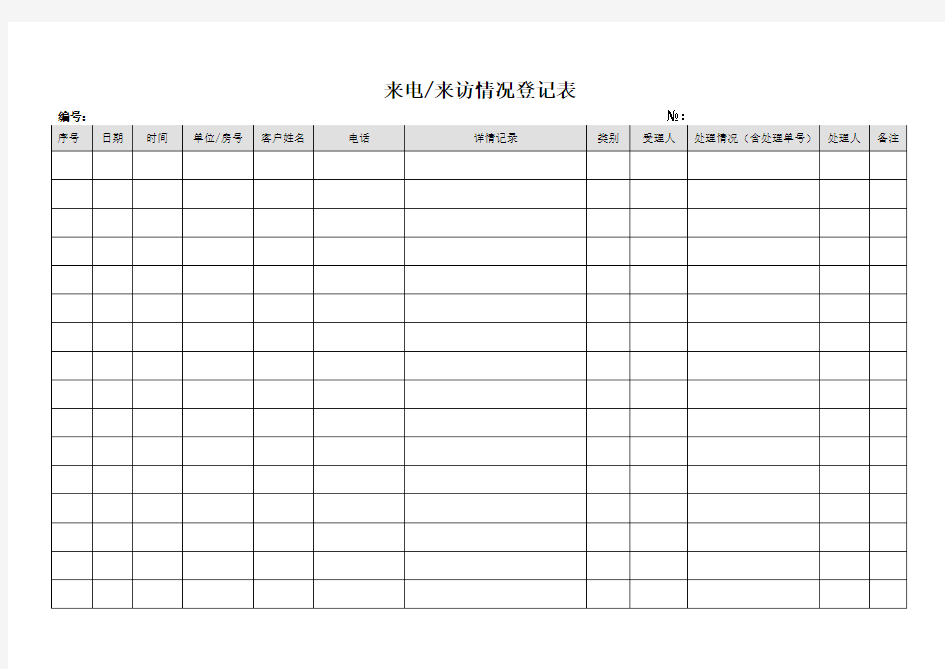 来电来访登记表