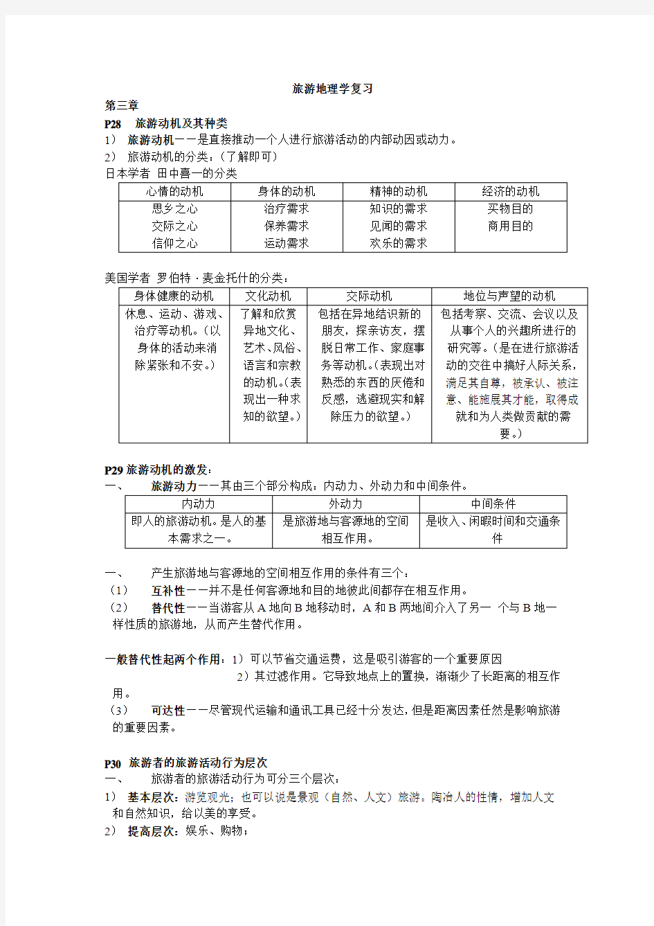 旅游地理学复习资料