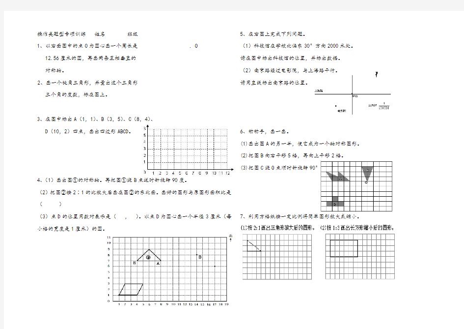 小学六年级数学毕业考试操作题专项训练