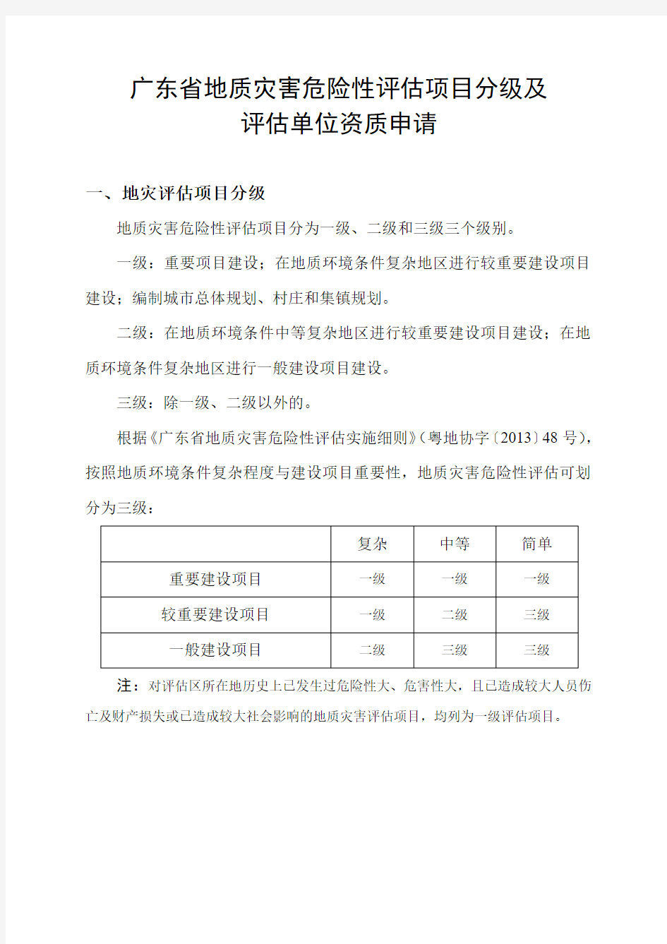 广东省地质灾害危险性评估项目及单位资质