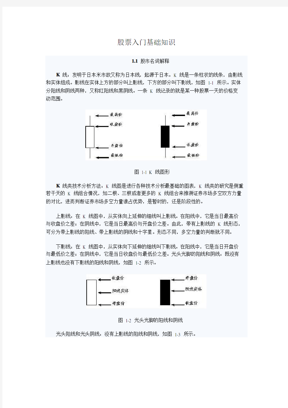 入门股票经典基础知识解读