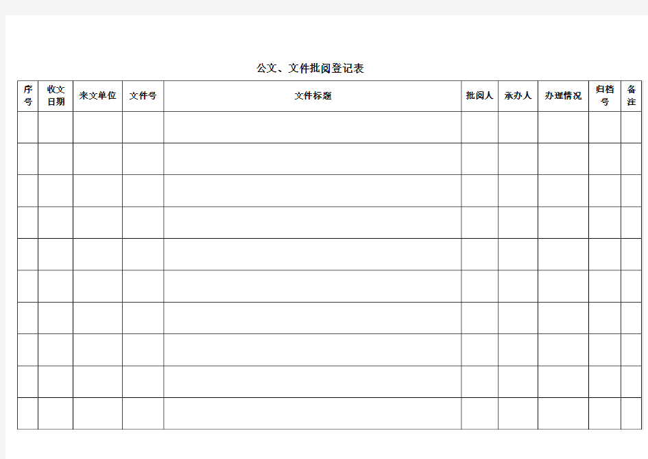 文件批阅登记表