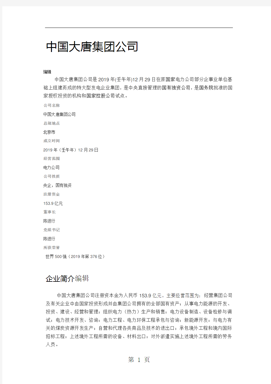 中国大唐集团word资料17页