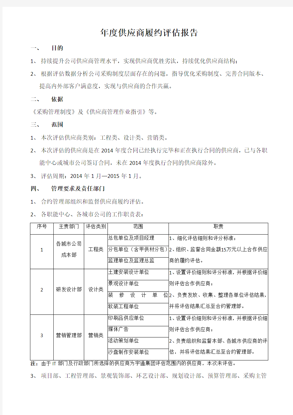 供应商履约评估报告